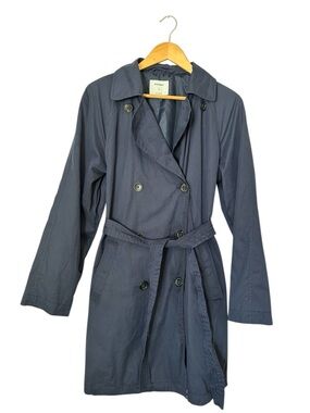 Old Navy Navy Double-Breasted Trench Coat with Belt